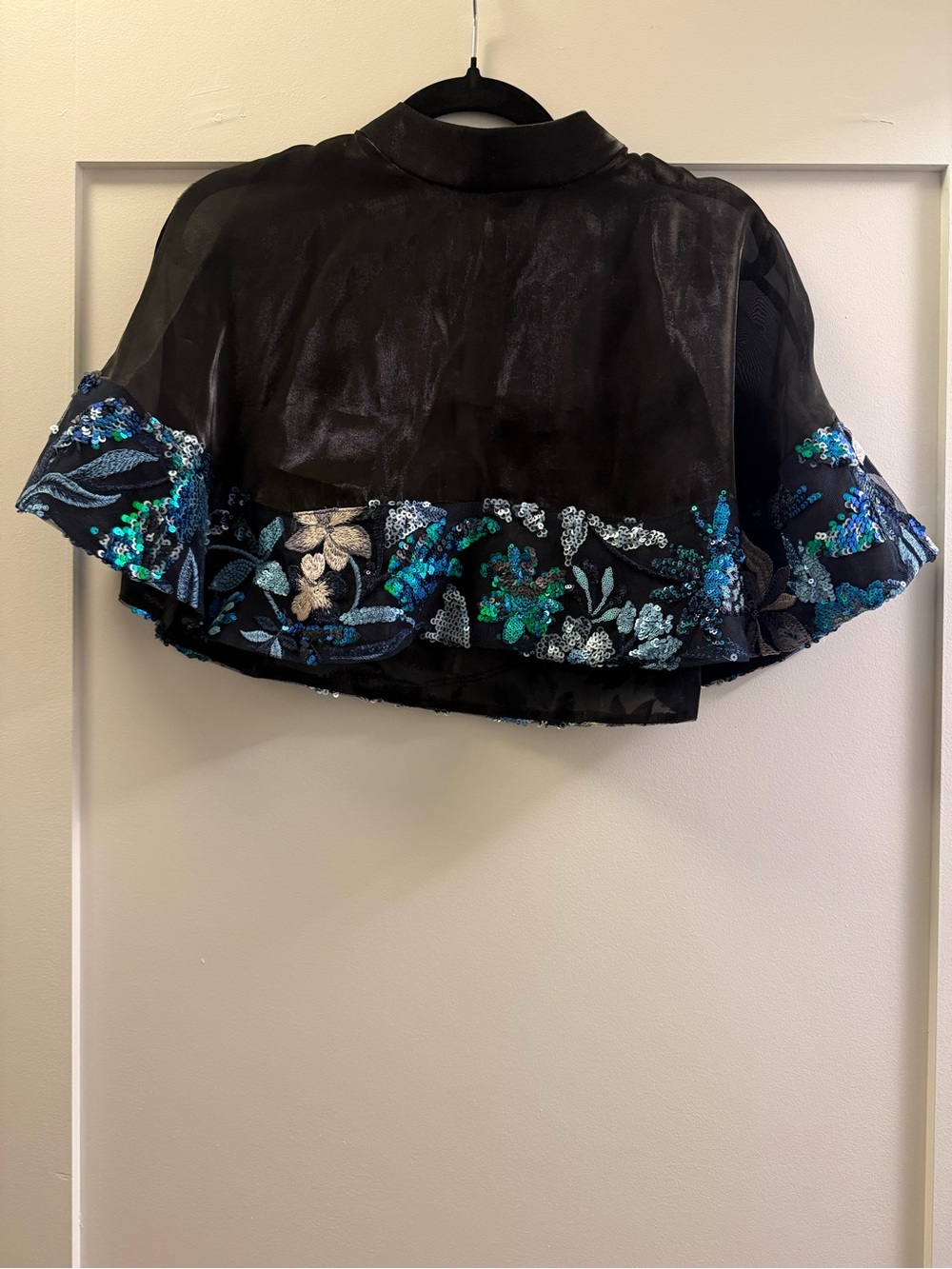Designer Black Embroidered Sequin Cape